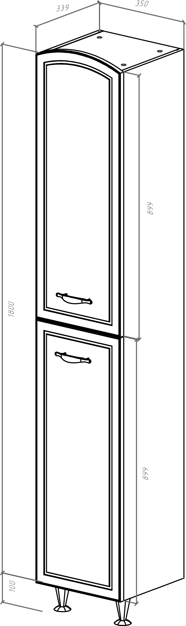 Шкаф-пенал Bellezza Амелия 35 L, с бельевой корзиной, белый 4620304082012 - 1