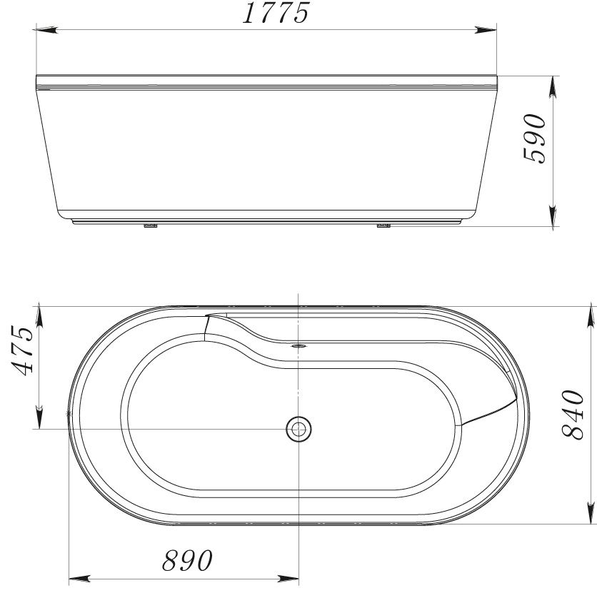 Акриловая ванна BelBagno BB14-K - 2