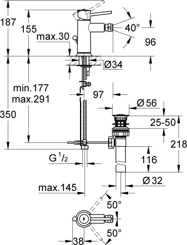 Смеситель Grohe BauClassic 32864000 для биде - 1