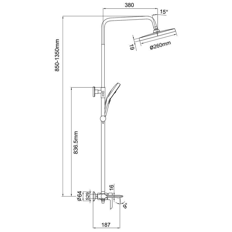 Душевая стойка со смесителем Gappo G03-8 G2403-8 - 1