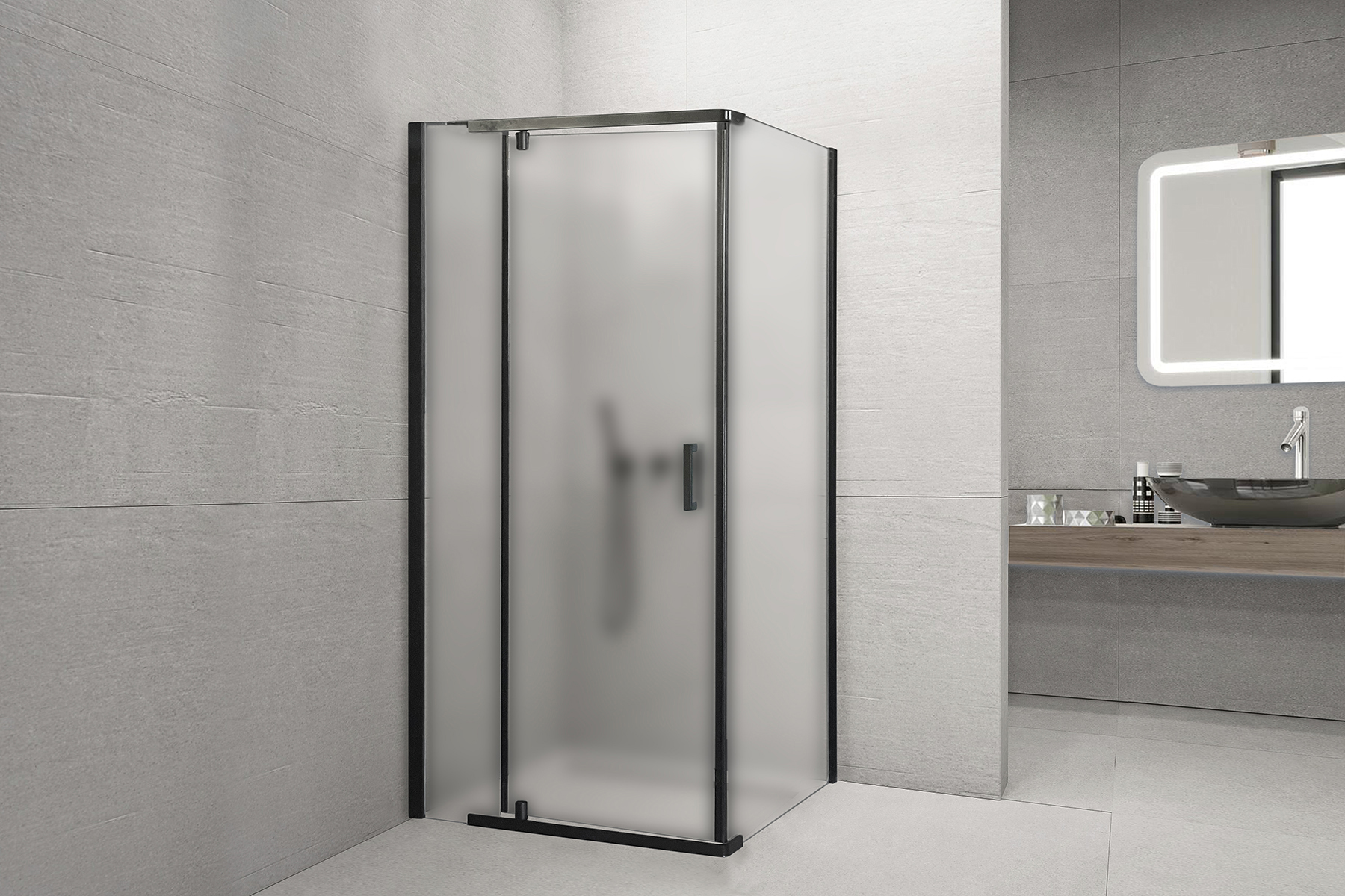 Душевой уголок Royal Bath HPVD 90х70 профиль черный стекло матовое RB7090HPVD-C-BL - 1