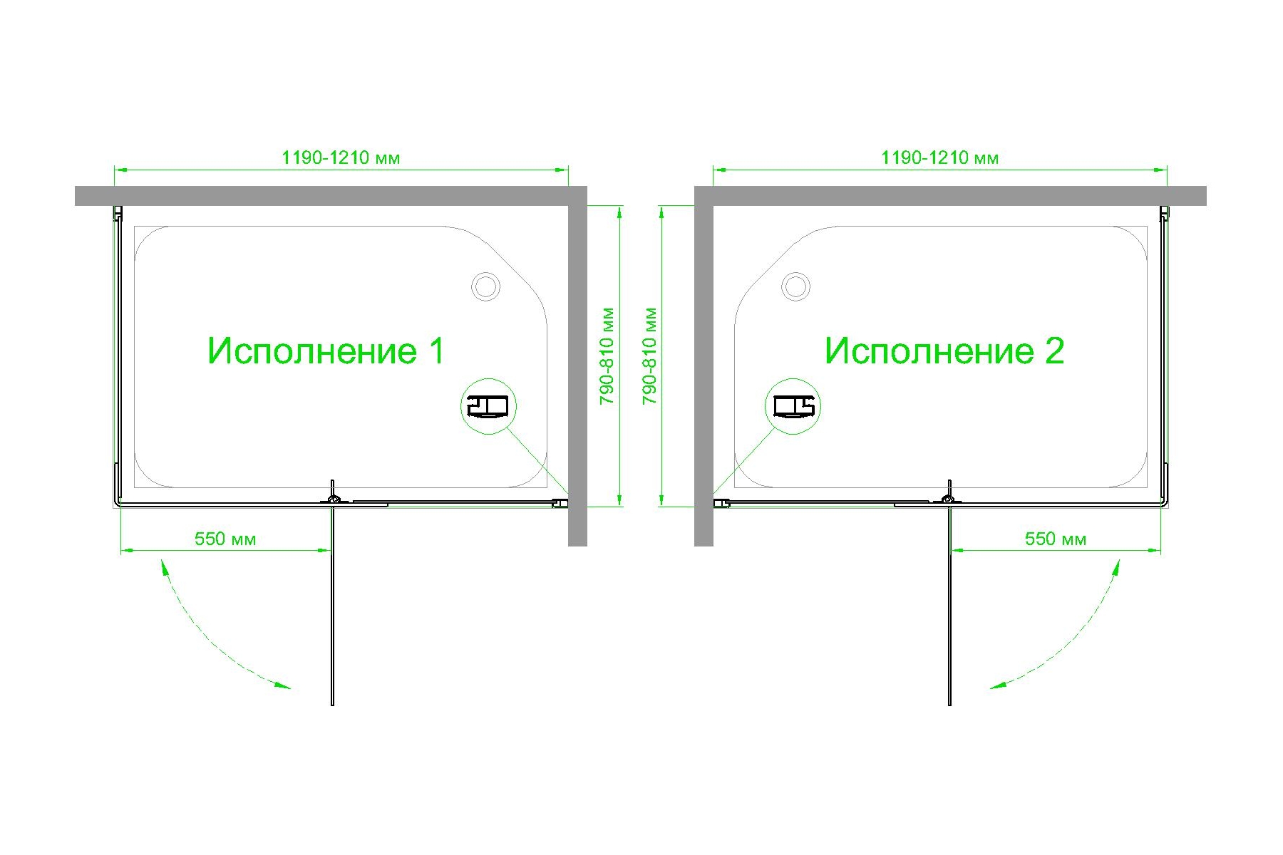 Душевой уголок Royal Bath HPVD 120х80 профиль черный стекло прозрачное RB8120HPVD-T-BL - 3