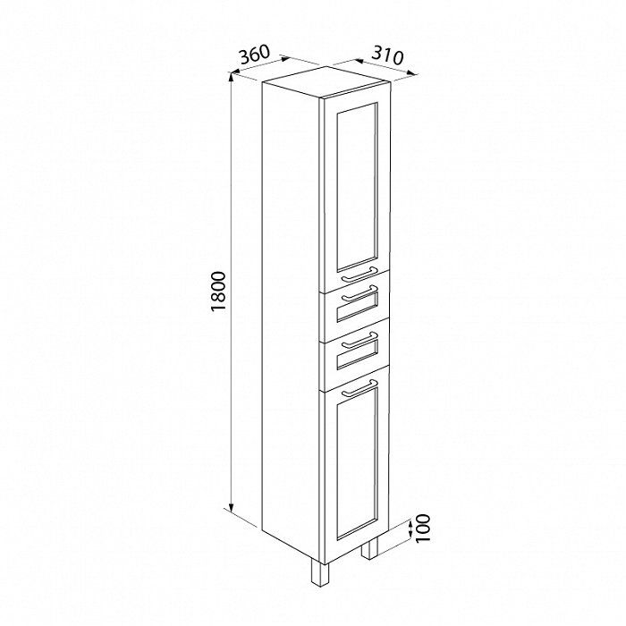 Шкаф-пенал IDDIS Sena 36 напольный белый/дерево  SEN3600i97 - 3