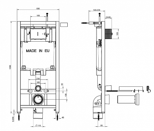 Комплект Jacob Delafon Patio E21740RU-00 кнопка хром - 11