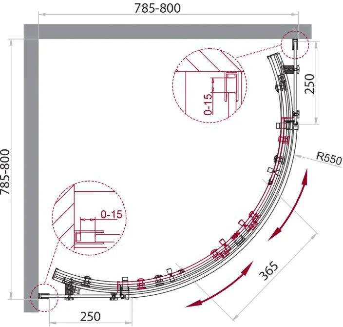 Душевой уголок BelBagno Acqua 80 хром  ACQUA-R-2-80-C-Cr - 2