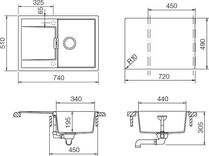 Мойка  Eton 45 D  Cristadur поларис 700742 - 1