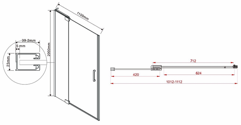 Душевая дверь Vincea Extra 110 черная стекло тонированное VDP-1E1011CGB - 1