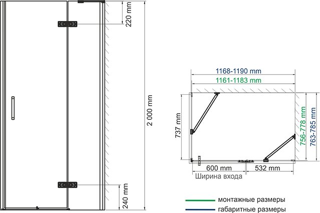 Душевой уголок Wasserkraft Aller Black 10H06RB 120x80 см 10H06RBLACK - 4