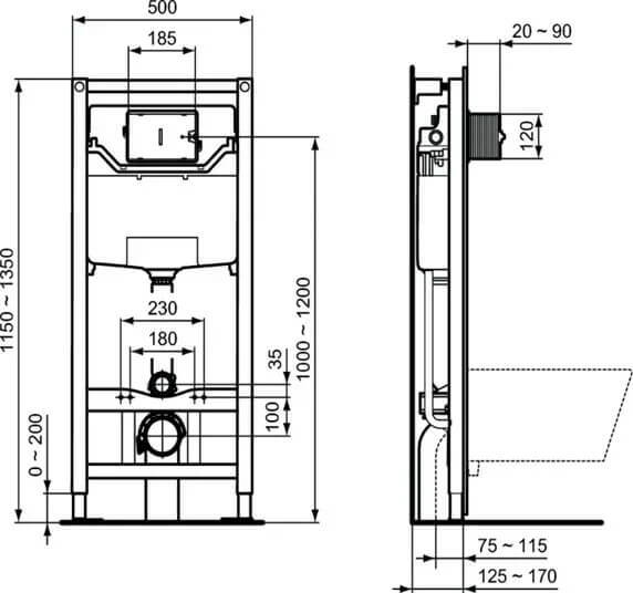 R031001 CЕТ E005401 CONNECT AIR AquaBlade® Подвесной унитаз, E036601 CONNECT AIR Тонкое сидение и крышка, R020467 инсталляция, R0115AA панель смыва - 1