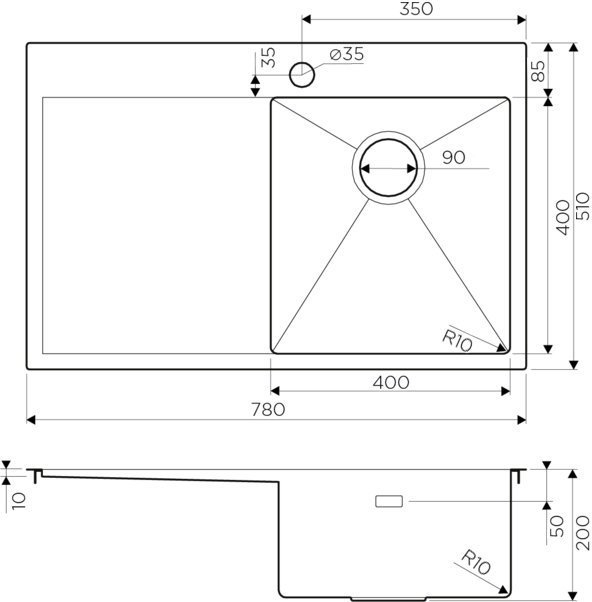 Мойка кухонная Omoikiri Akisame 78-IN-R нержавеющая сталь 4973061 - 1