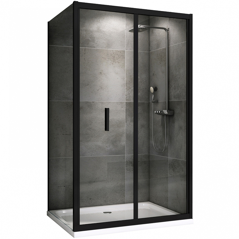 Душевой уголок Abber Sonnenstrand 120x75 профиль черный стекло прозрачное AG07120B-S75B - 0