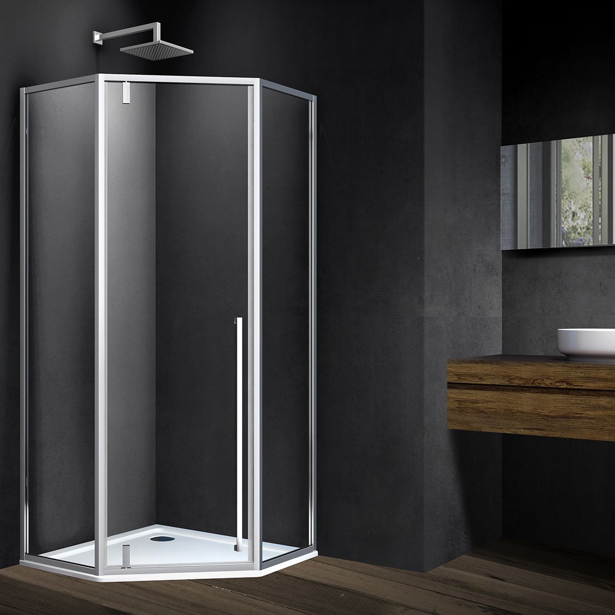 Душевой уголок Vincea Penta VSP-3P100CL 100x100, профиль хром, стекло прозрачное - 0