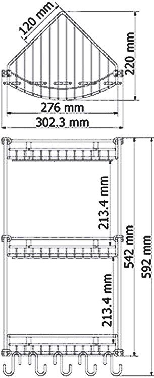 Полка Wasserkraft K-1233 3-ярусная, с крючками - 4