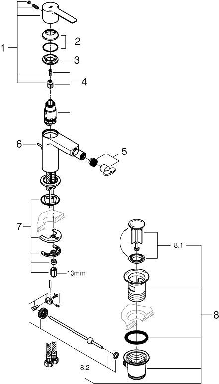 Смеситель Grohe Lineare New 33848DC1 для биде - 2