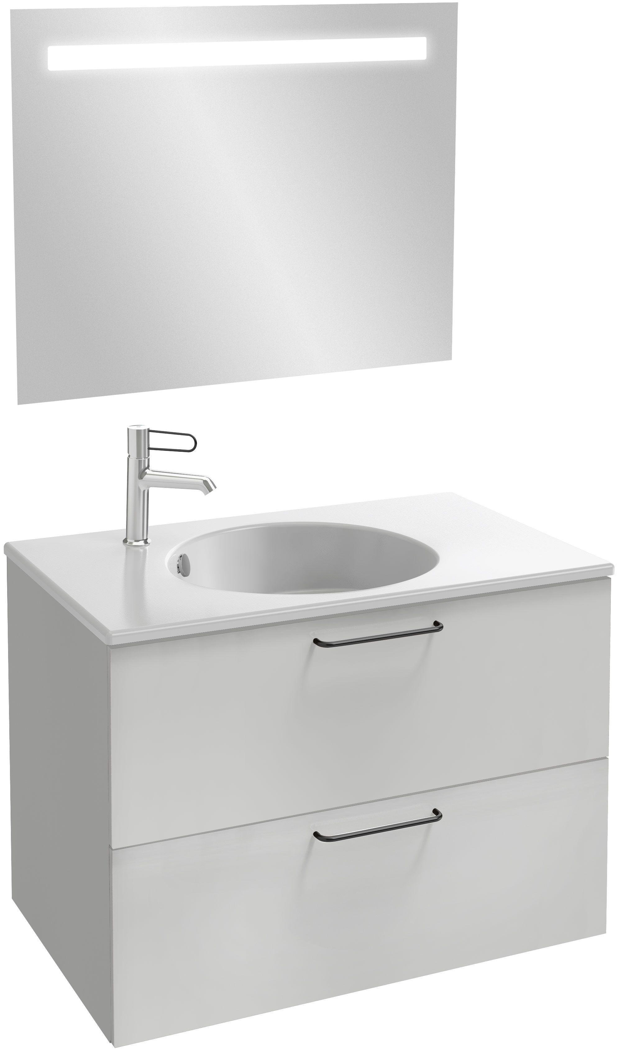 Тумба для комплекта Jacob Delafon Odeon Rive Gauche 80 белая, 2 ящика, ручки черные EB2522-R9-N18 - 1