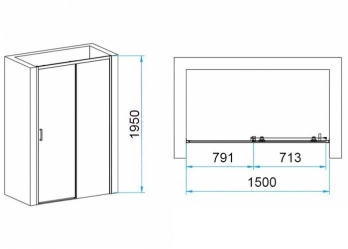 Душевая дверь RGW Passage PA-017B 150х195 профиль черный стекло прозрачное 350801715-14 - 1