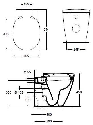 Унитаз приставной Ideal Standard Connect с крышкой, белый (E803401) - 1