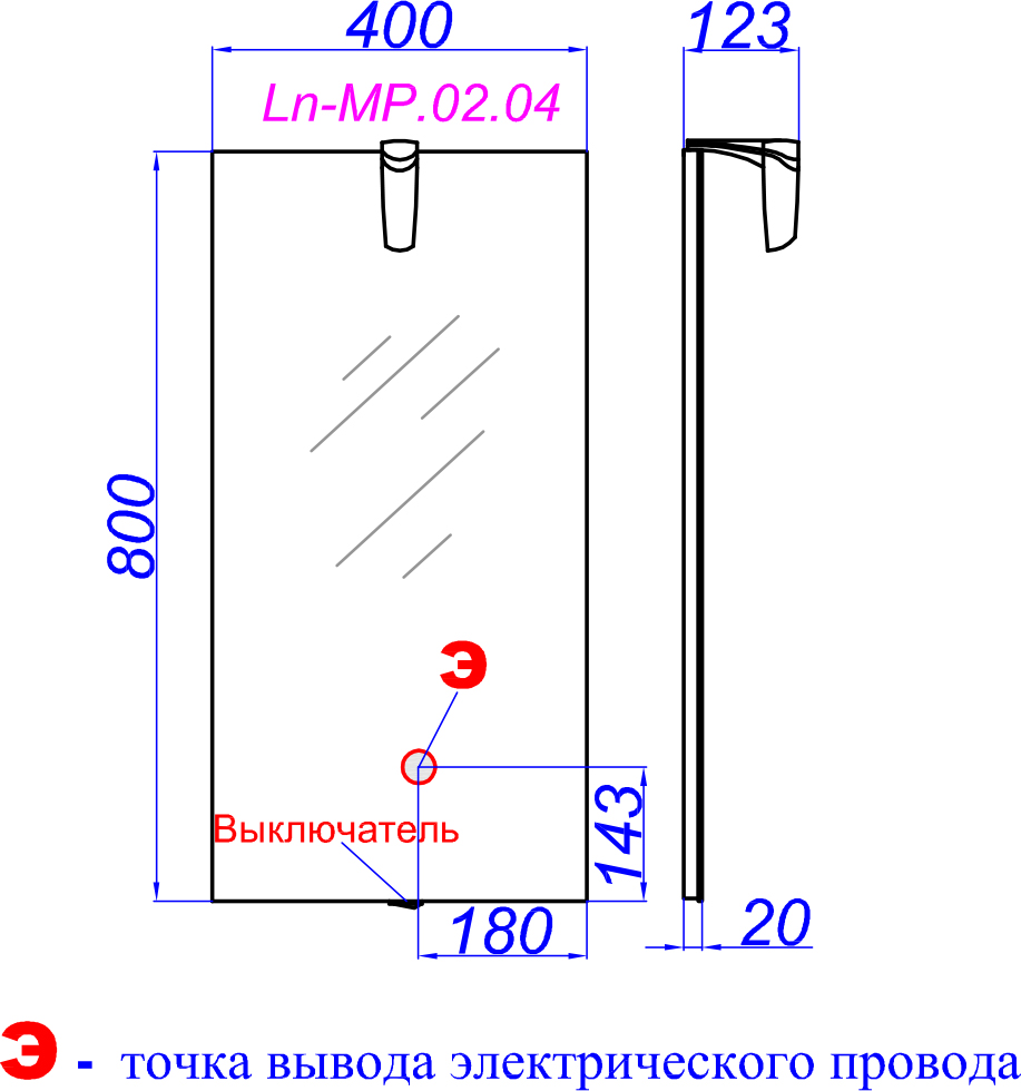 Зеркало Aqwella Leon MP 40 белое, со светильником Ln-MP.02.04/W - 3