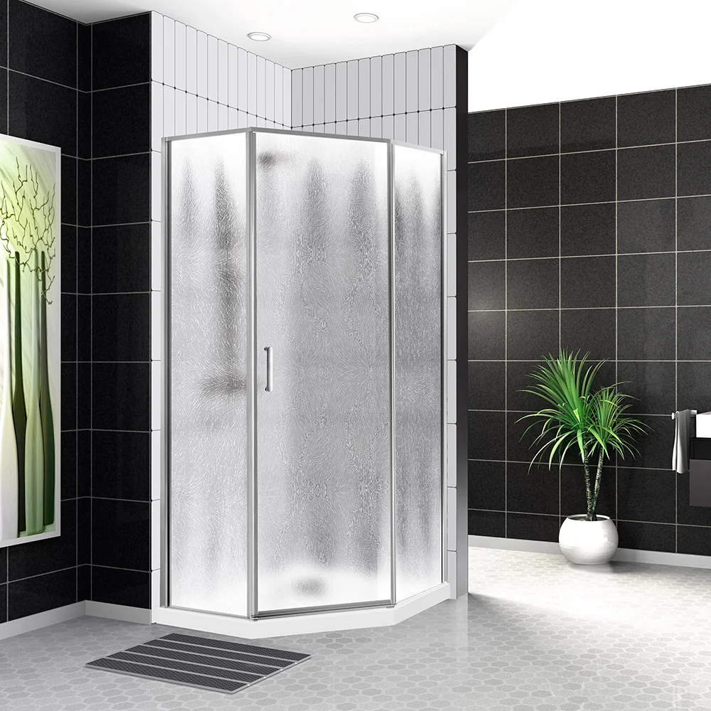 Душевой уголок BelBagno Uno 90х90 профиль хром стекло рифленое UNO-195-P-1-90-CH-CR - 1