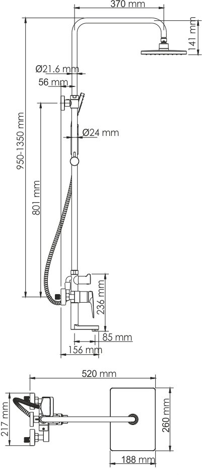 Душевая стойка Wasserkraft Aisch A15501 - 1