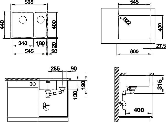 Мойка кухонная Blanco Andano340/180-U левая 522979 - 1