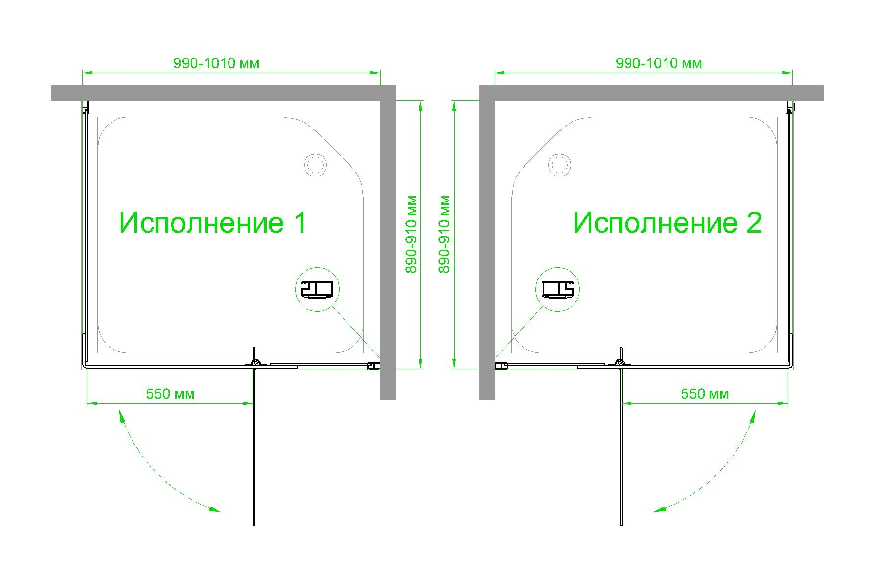 Душевой уголок Royal Bath HPVD 90х100 профиль черный стекло прозрачное RB1090HPVD-T-BL - 3