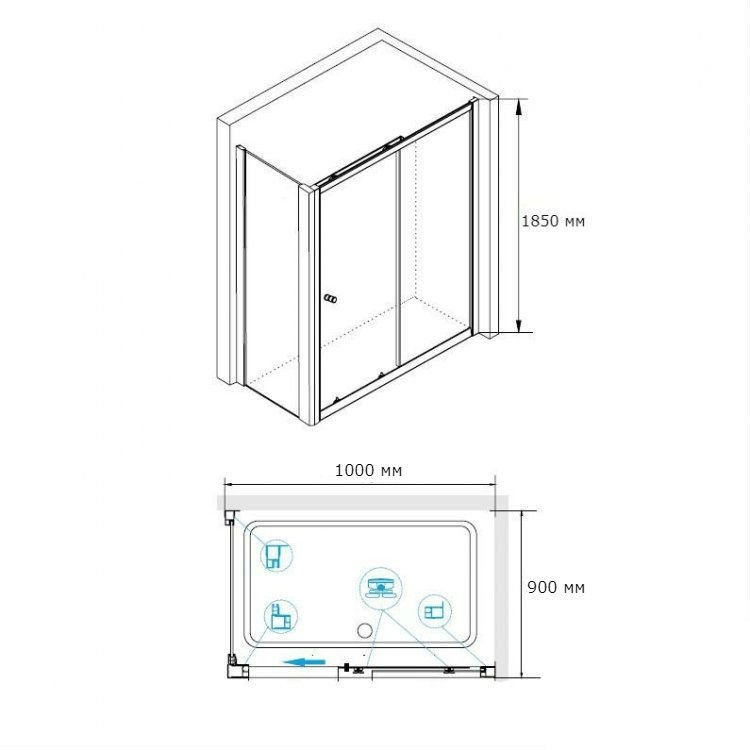 Душевой уголок RGW Classic CL-48 100x90 профиль хром стекло прозрачное 32094890-011 - 2