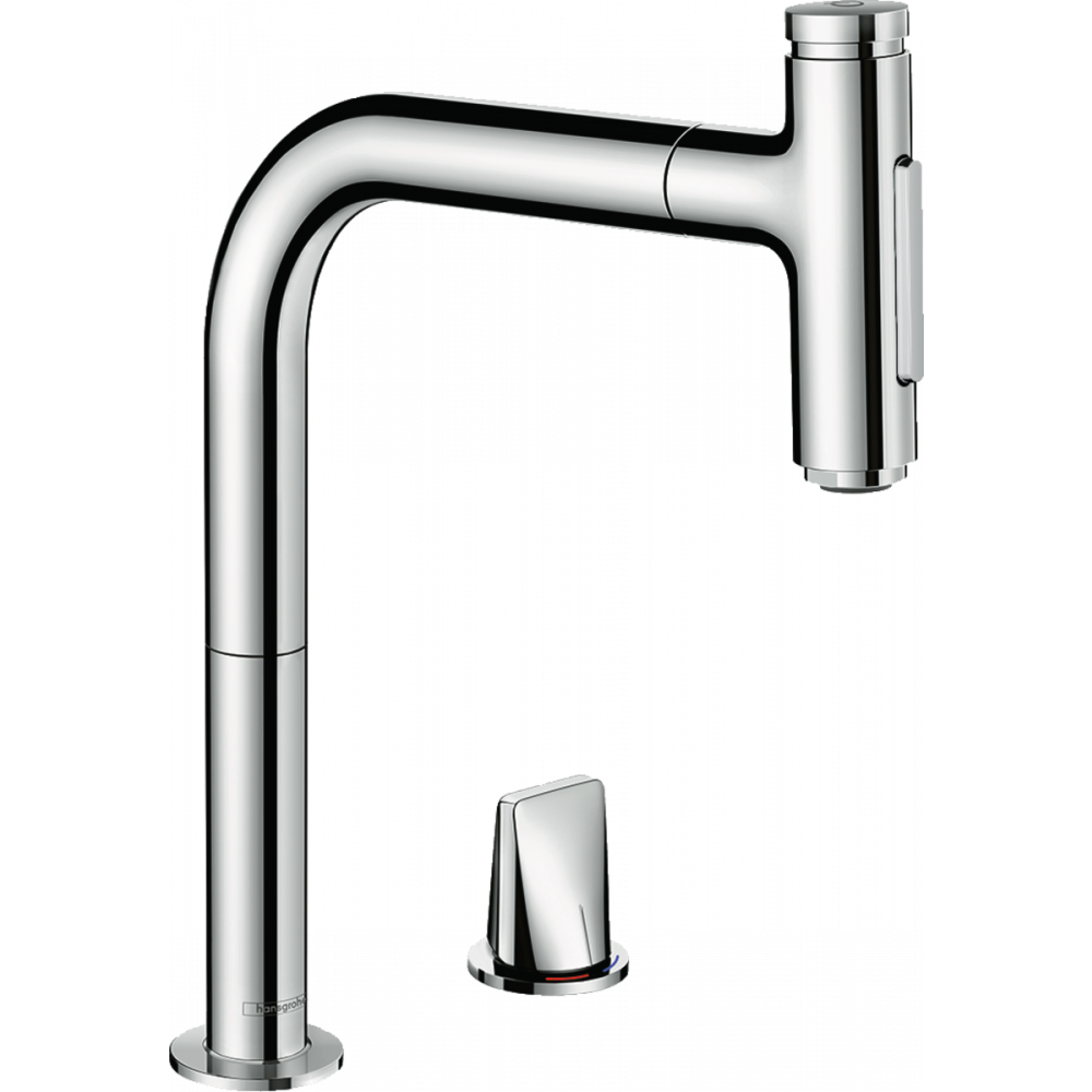 Кухонный смеситель Hansgrohe Metris Select M71 однорычажный, на 2 отверстия, с вытяжным изливом M7120-H200, хром 73819000 - 0