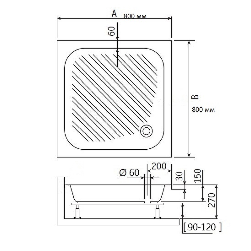 Поддон для душа RGW B/CL-S 80x80 белый 16180188-51 - 2