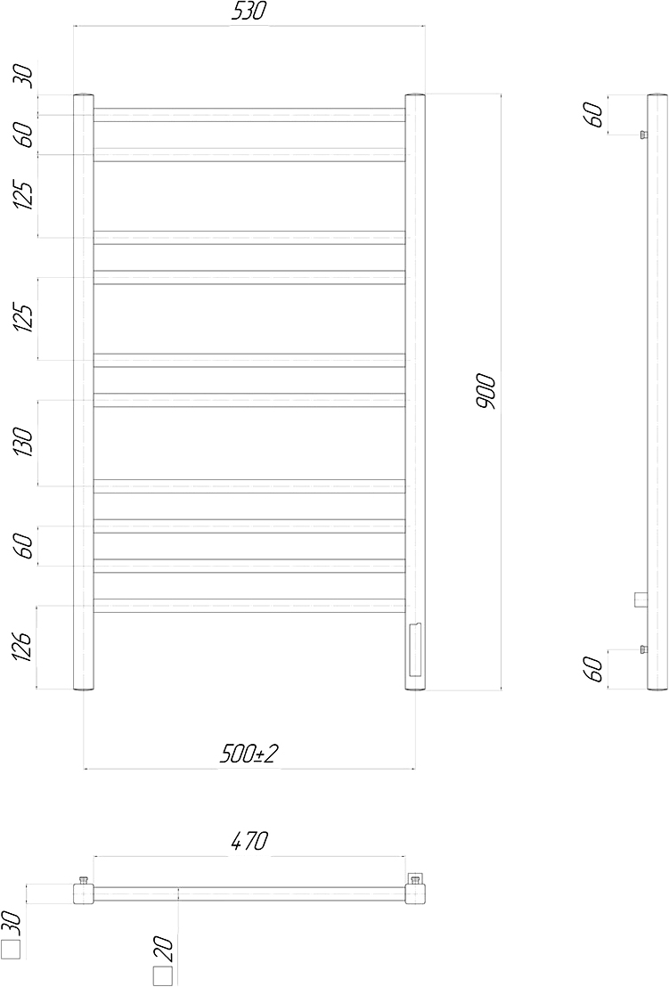 Полотенцесушитель электрический Lemark Unit П10 50x90, хром LM45910Z - 1