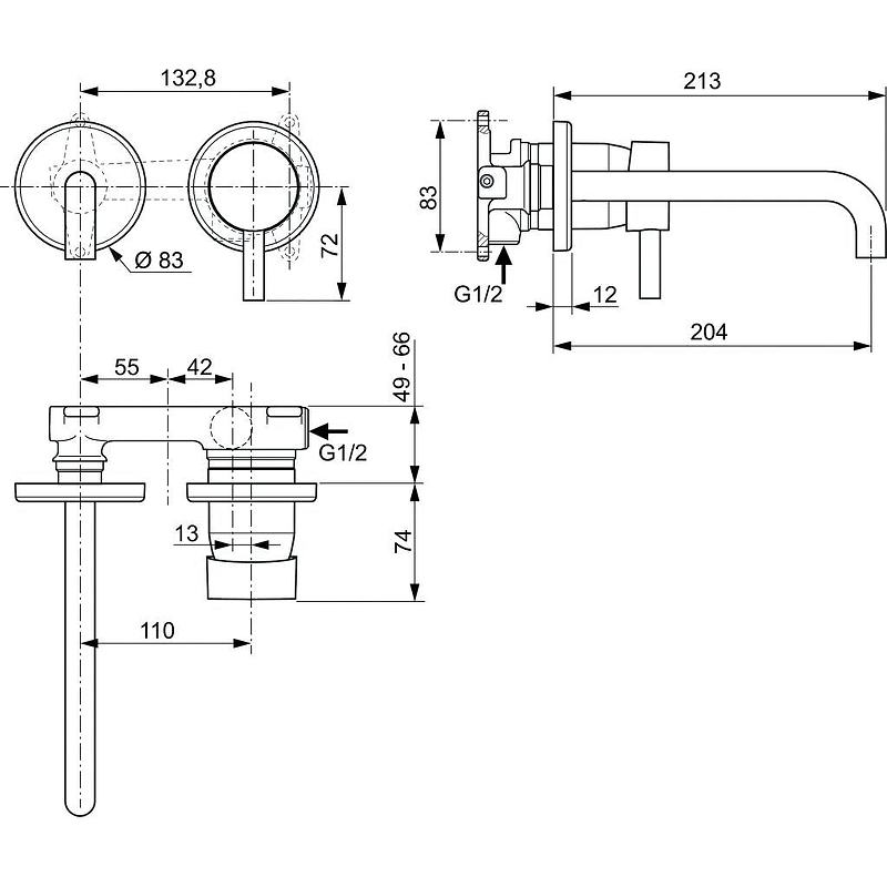 Смеситель для раковины Ideal Standard Ceraline черный матовый A6938XG - 4