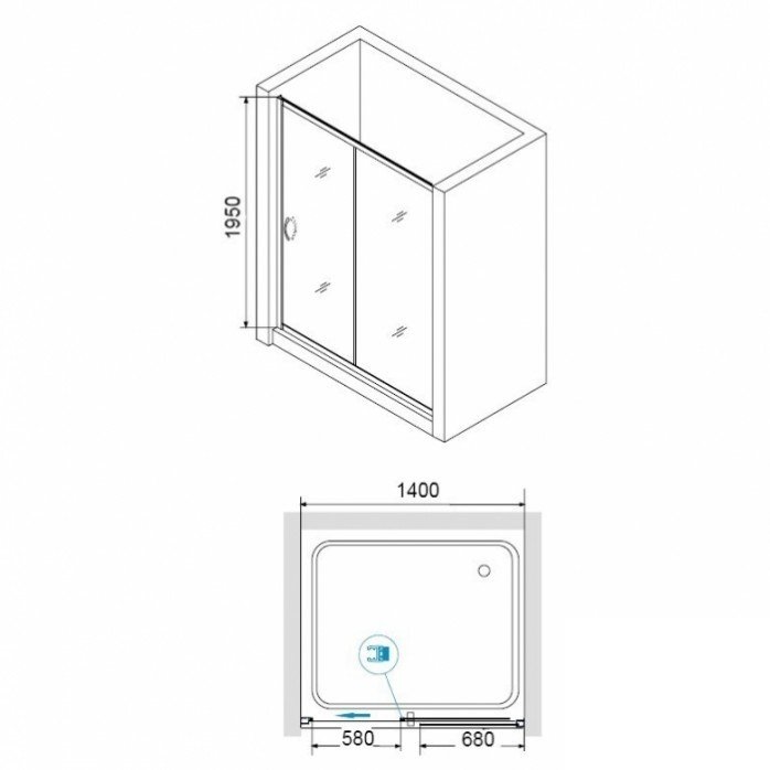 Душевая дверь RGW Passage PA-016B 140х195 профиль черный стекло прозрачное 350801614-14 - 2