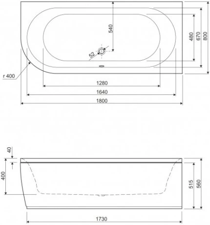 Передняя панель для акриловой ванны Cezares Metauro Corner, белый  METAURO CORNER-180-SCR-R-W37 - 1