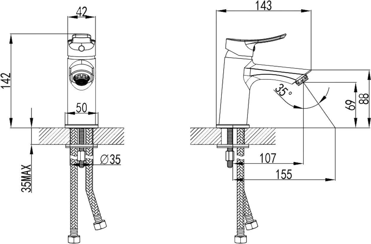 Смеситель для раковины Milardo Amplex AMPSB00M01 - 2