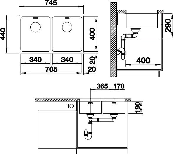 Металлическая мойка Blanco Andano  522983 - 3