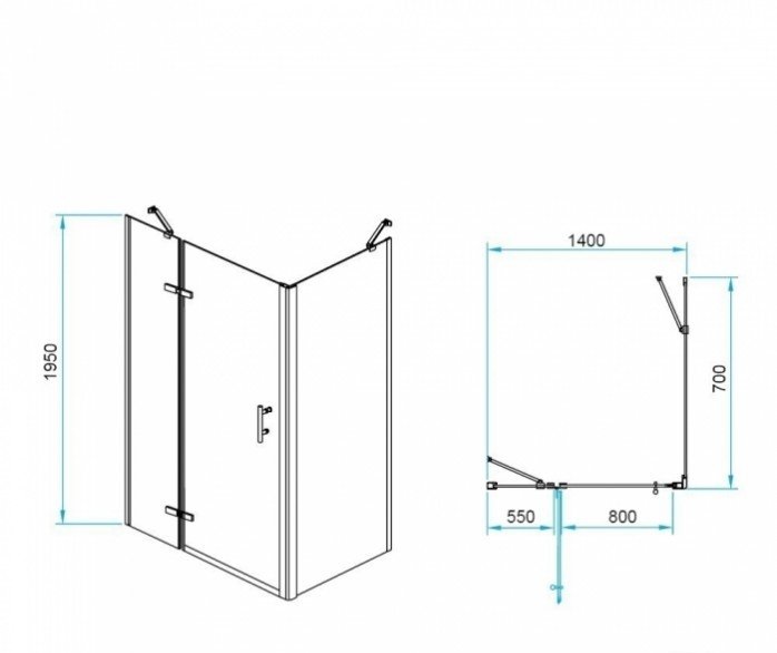 Душевой уголок RGW Passage PA-77B L 140x70 профиль черный стекло прозрачное 41087747-084L - 2