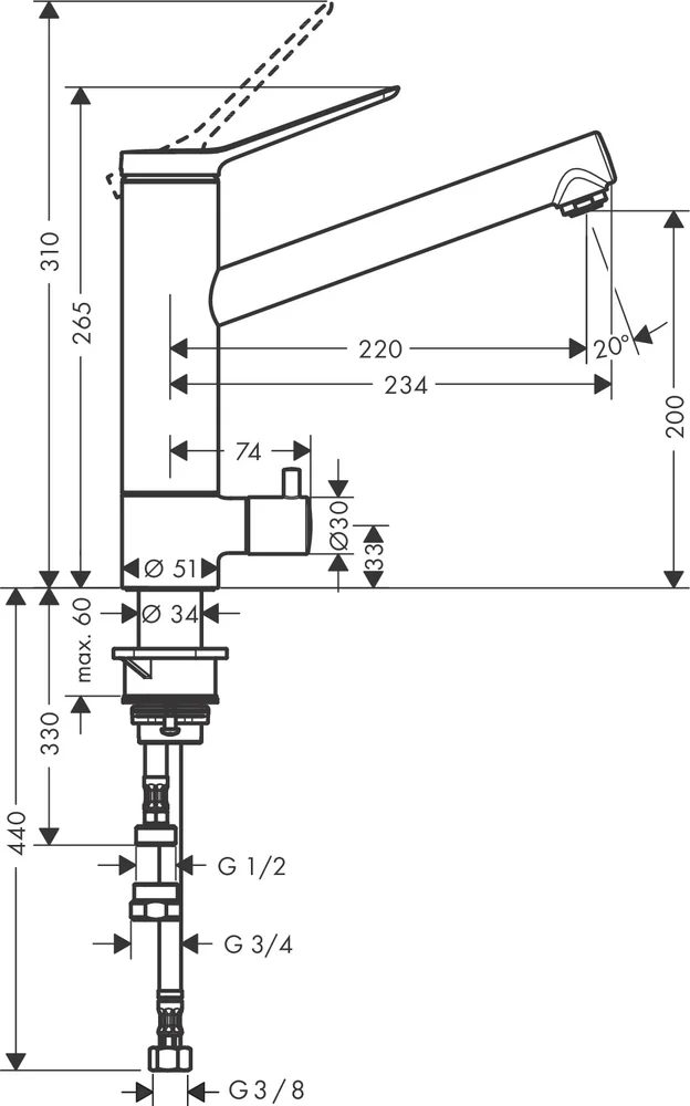 Смеситель для кухни Hansgrohe Zesis M33 хром 74808000 - 2