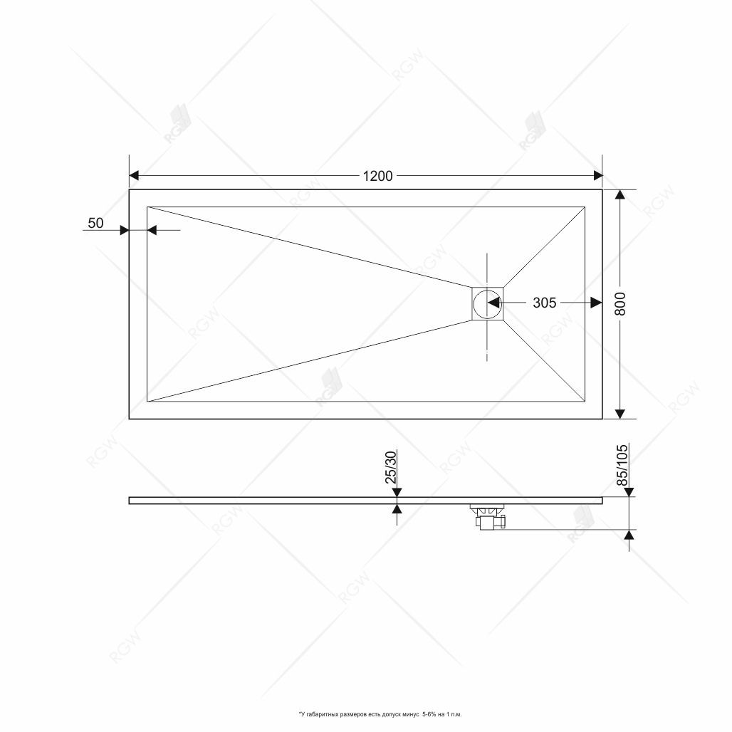 Поддон для душа RGW Stone Tray ST-0128G 120х80 с сифоном 16152812-02 - 1