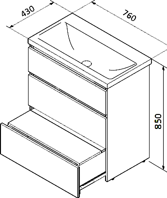 Тумба с раковиной Am.Pm Gem S 75 напольная - 4