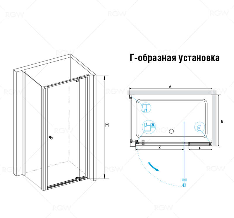 Душевой уголок RGW Passage 100х80 черный стекло прозрачное 41084408-014 - 1