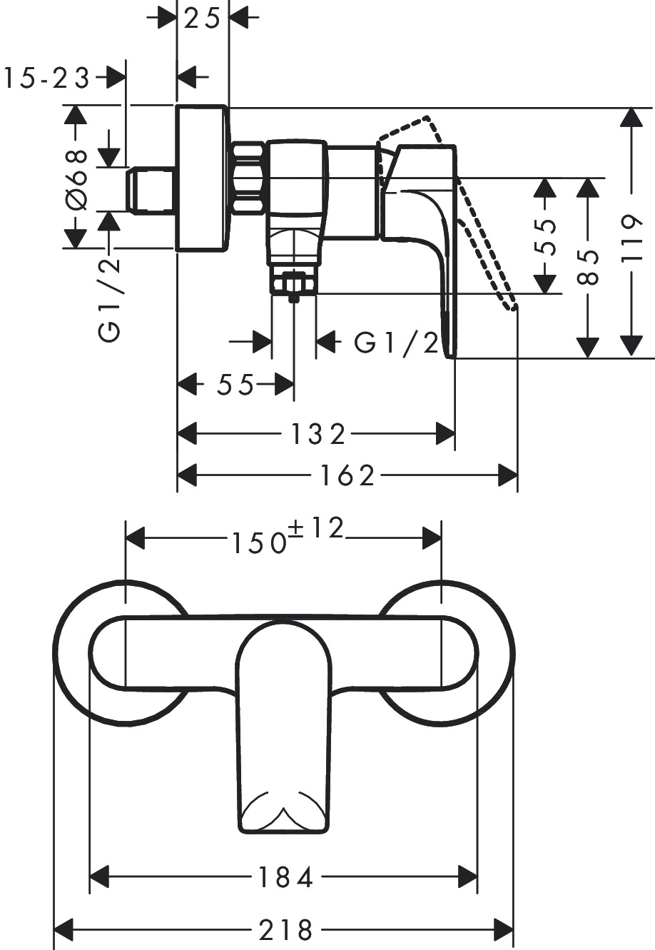 Смеситель для душа Hansgrohe Rebris E 72650000 - 2