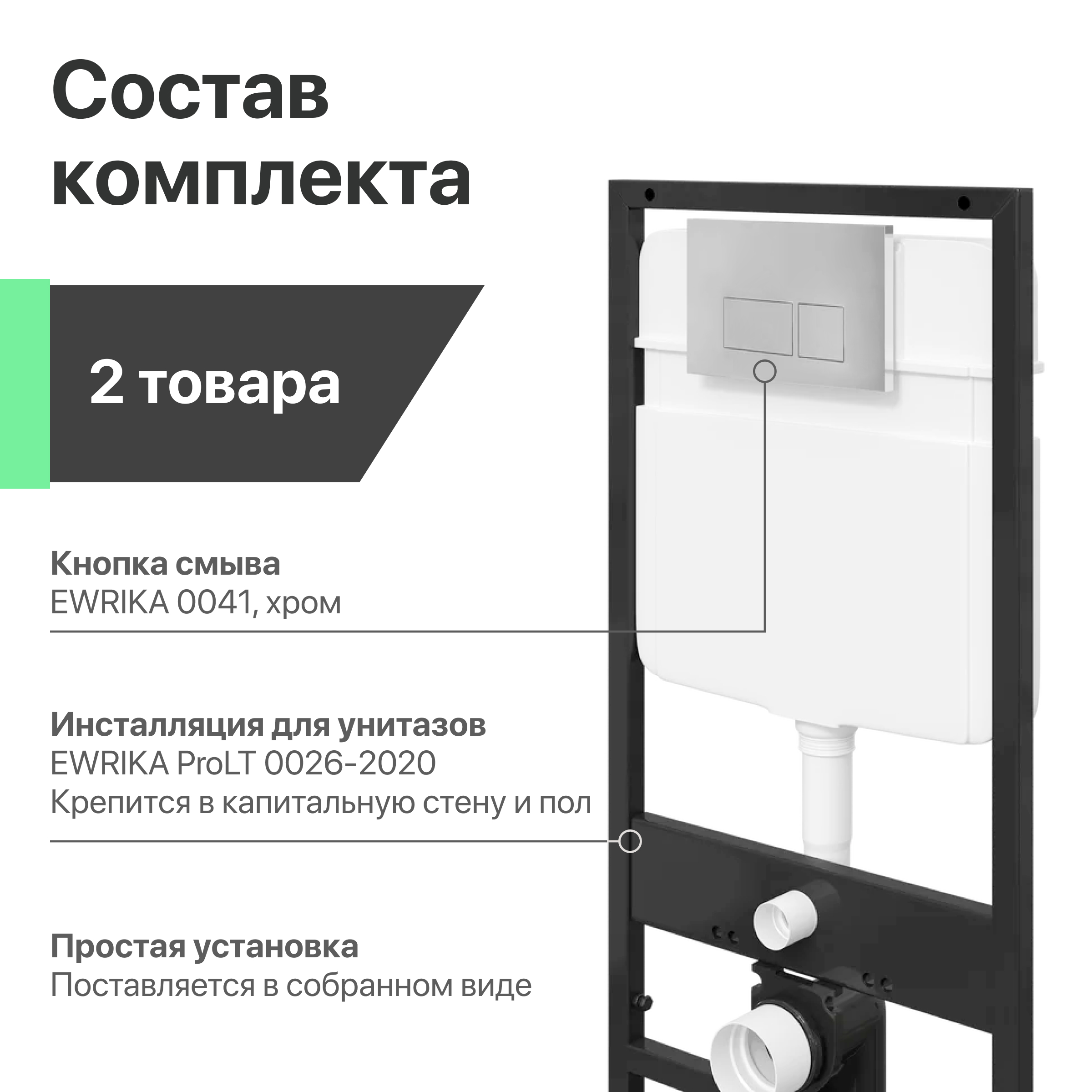 Комплект Унитаз подвесной STWORKI Хадстен SETK3304-0616-001-1-6000 с микролифтом + Система инсталляции для унитазов EWRIKA ProLT 0026-2020 с кнопкой смыва 0041 хром 560145 - 5