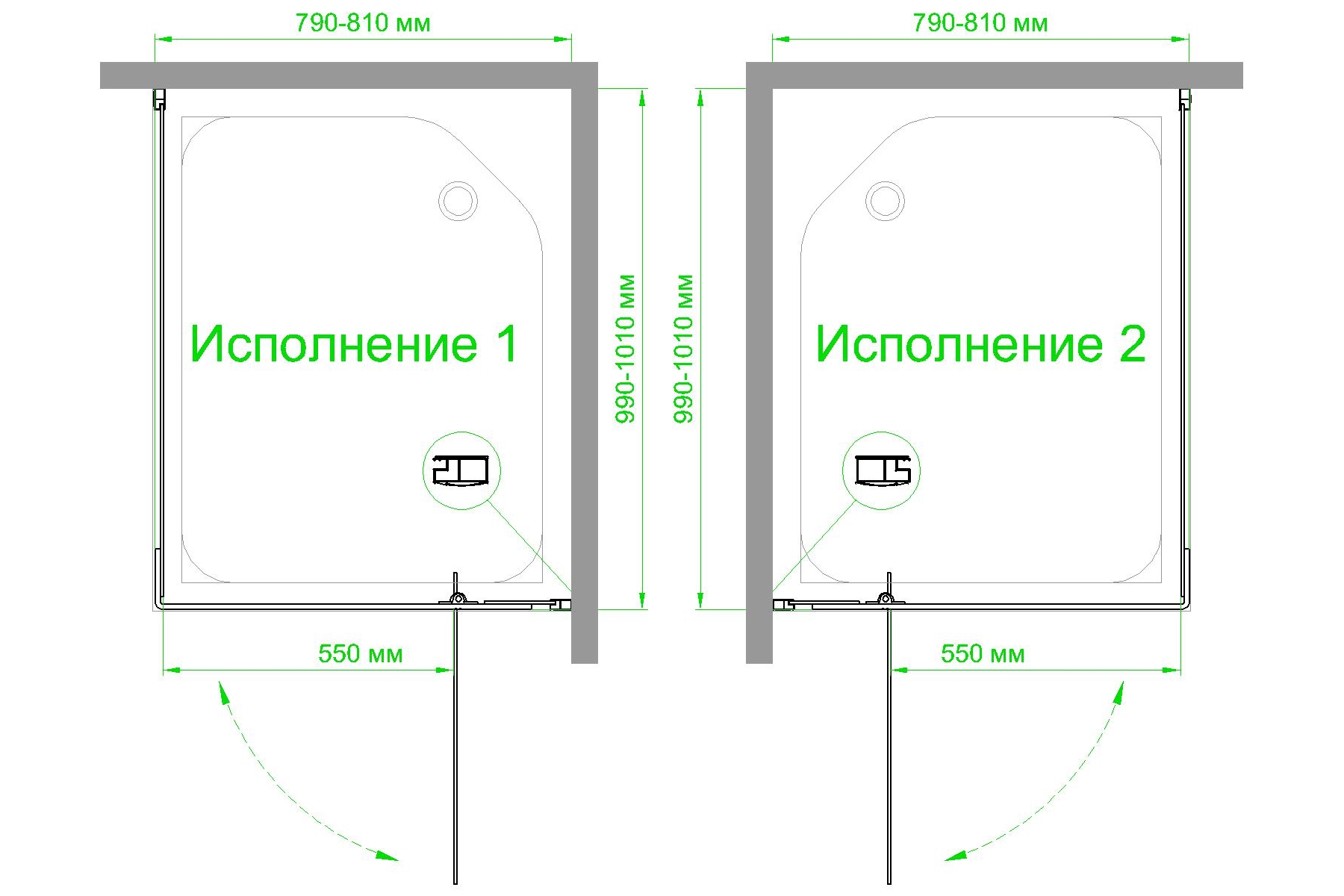 Душевой уголок Royal Bath HPVD 100х80 профиль черный стекло матовое RB8100HPVD-C-BL - 3