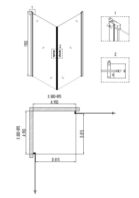 Душевой уголок Niagara Nova NG-6603-08 90x90, квадратный 66030811 - 2