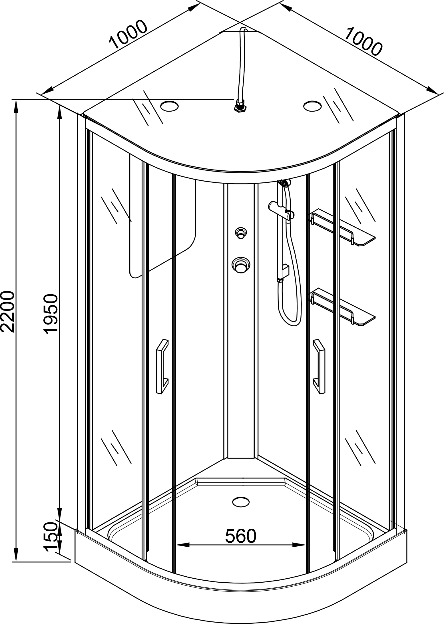 Душевая кабина Deto A 100х100  A01 - 11