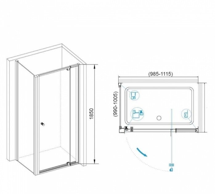 Душевой уголок RGW Passage PA-32-1 100x100 профиль хром стекло прозрачное 410832100-011 - 2