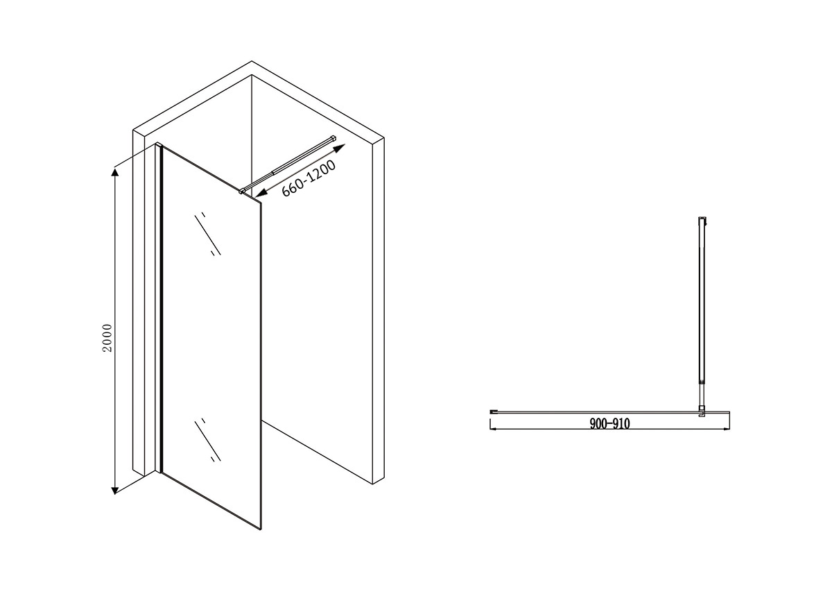 Душевая перегородка Abber Immer Offen  AG61090 - 1