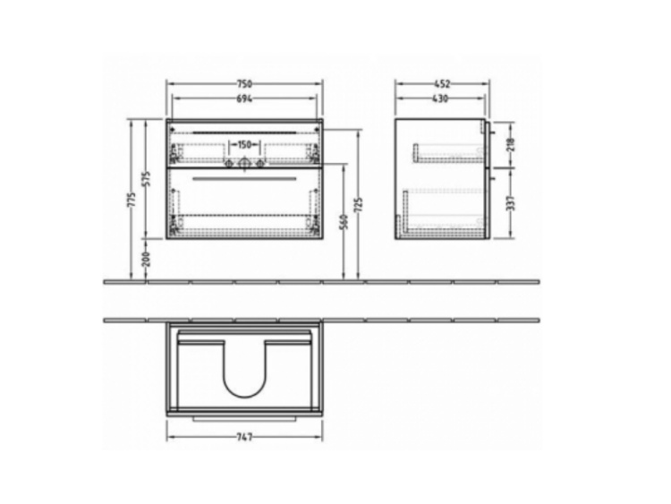 Тумба под раковину Villeroy&Boch Verity Design 75 светлое дерево B02100PN - 1