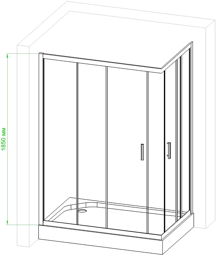 Душевой уголок Royal Bath HPD 120х80 профиль черный стекло прозрачное RB8120HPD-T-BL - 4