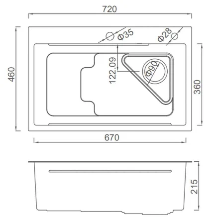 Кухонная раковина Gappo 72х46 черная GS7246-6 - 1